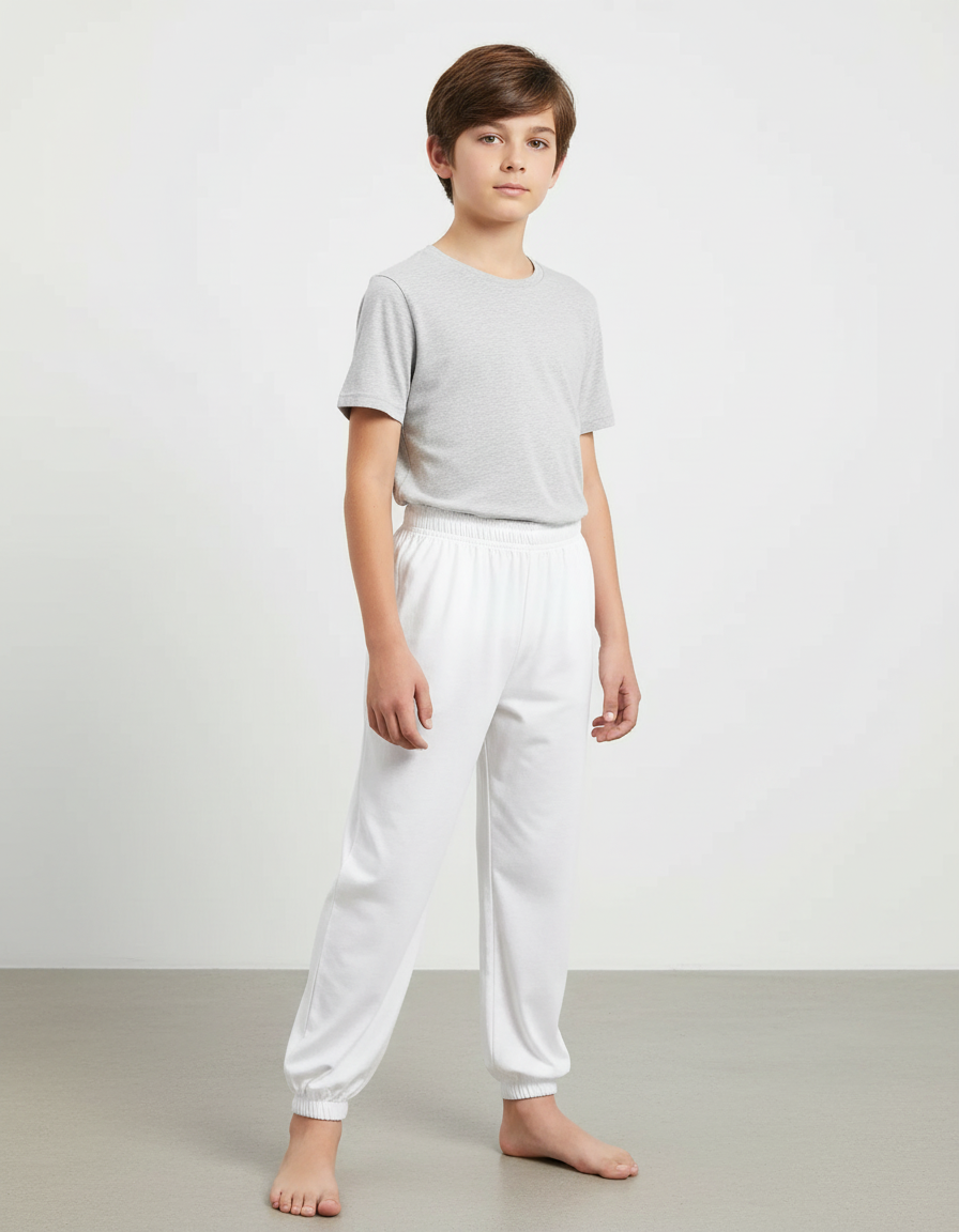 Pantalon Blanc Enfant Basique Sport Coton - Molleton
