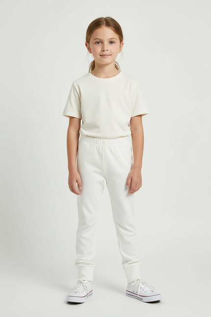 Pantalon Blanc Coton Molletonné Confortable Enfant
