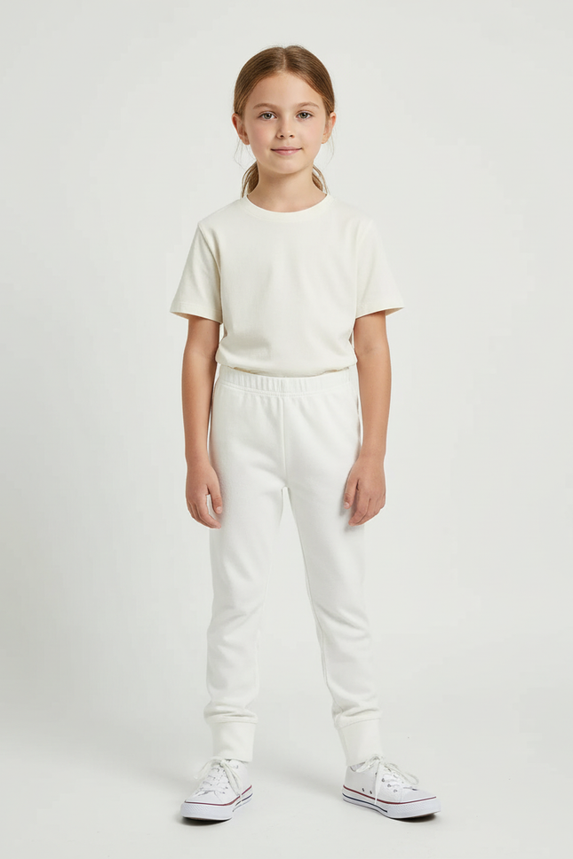 Pantalon Blanc Coton Molletonné Confortable Enfant