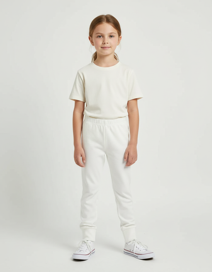 Pantalon Blanc Coton Molletonné Confortable Enfant