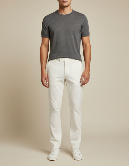 Pantalon Blanc Homme Droit Coton Décontracté Élégant