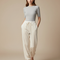 Pantalon Blanc Velours Côtelé Ample Taille Haute