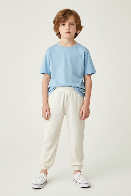 Pantalon Blanc Côtelé Décontracté Enfant Confortable - Cordé