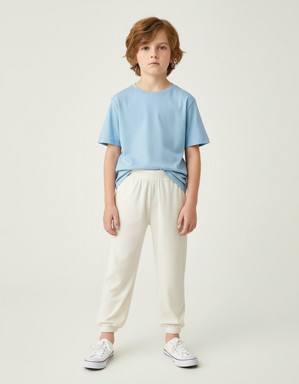 Pantalon Blanc Côtelé Décontracté Enfant Confortable - Cordé