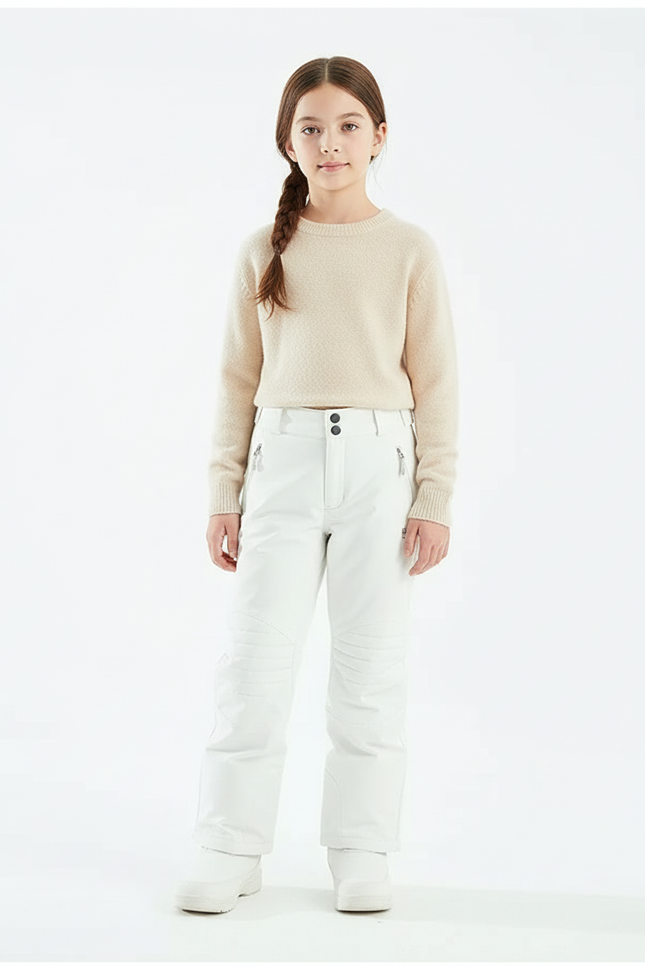 Pantalon Blanc Ski Imperméable Enfant Hiver - Polyester