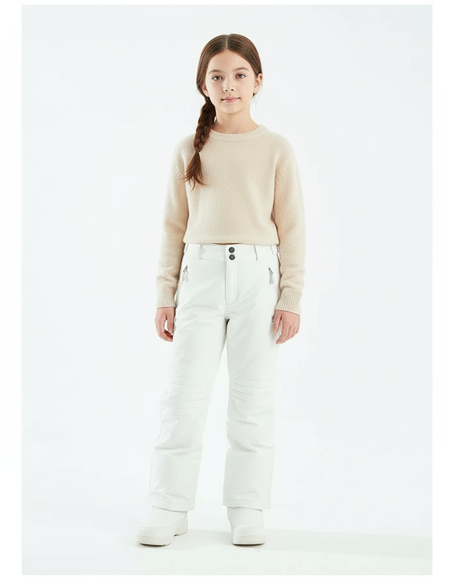 Pantalon Blanc Ski Imperméable Enfant Hiver - Polyester