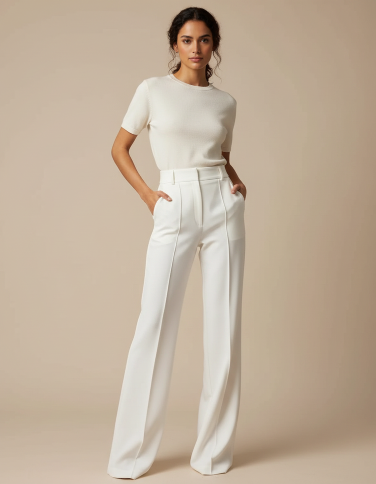 Ensemble Chemise Pantalon Blanc - Polyester