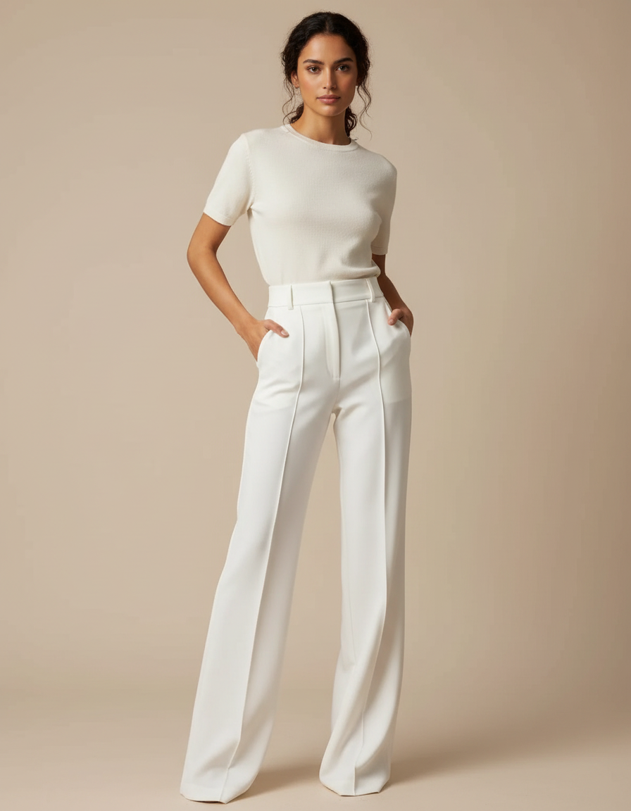 Ensemble Chemise Pantalon Blanc - Polyester