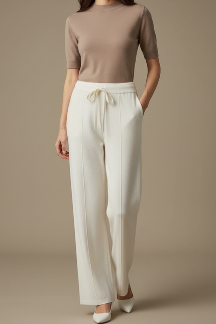 Pantalon Blanc Stretch Femme - Maille