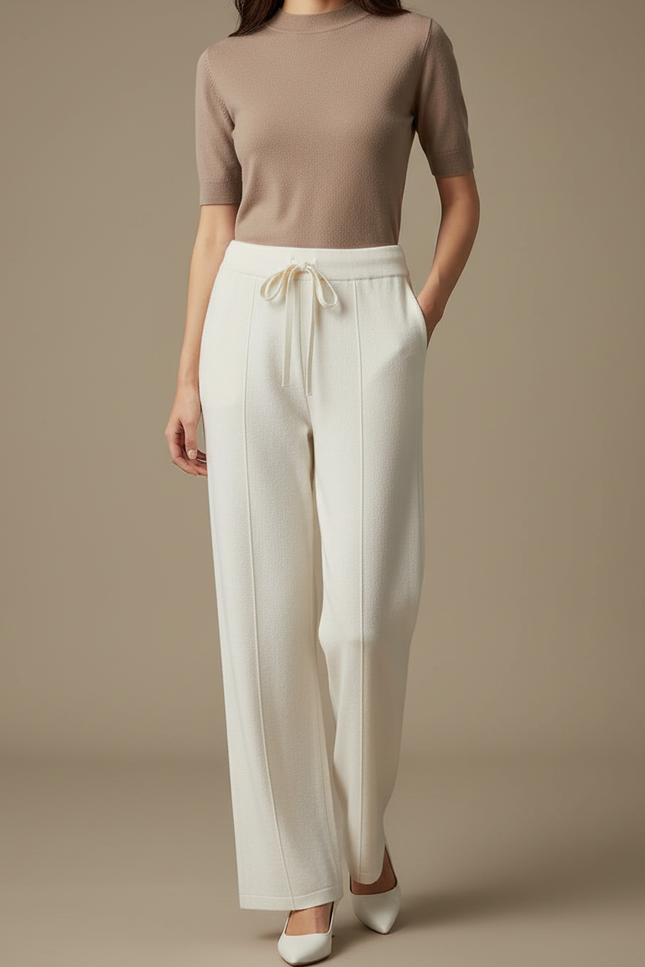 Pantalon Blanc Stretch Femme - Maille