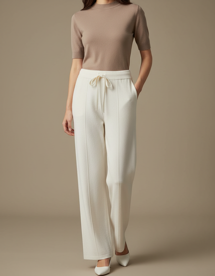 Pantalon Blanc Stretch Femme - Maille