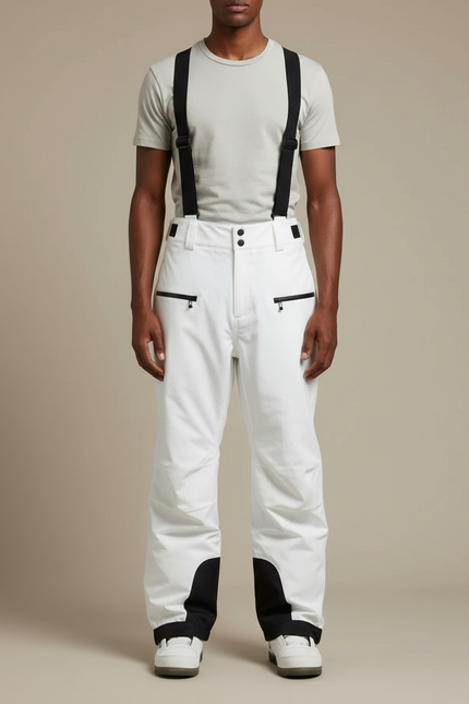 Pantalon Blanc Ski Imperméable Bretelles Homme - Polyester