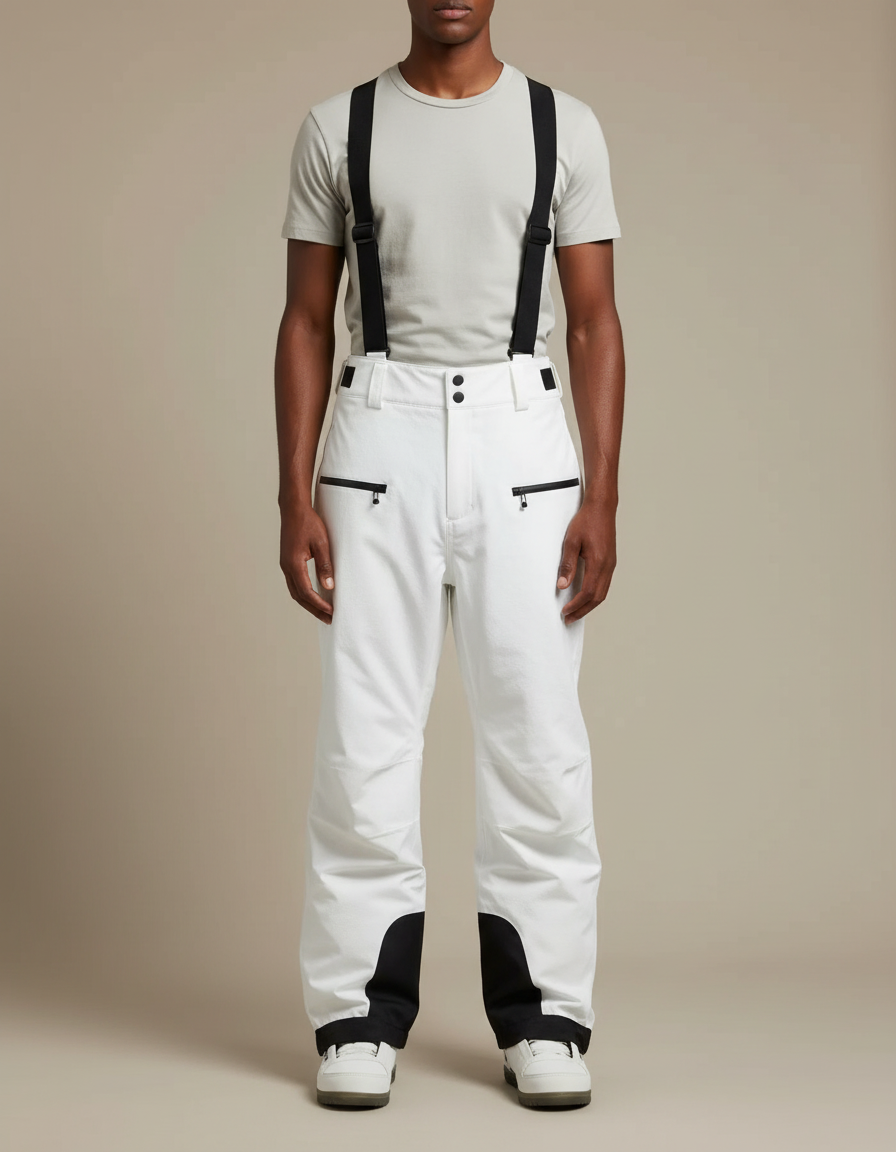 Pantalon Blanc Ski Imperméable Bretelles Homme - Polyester
