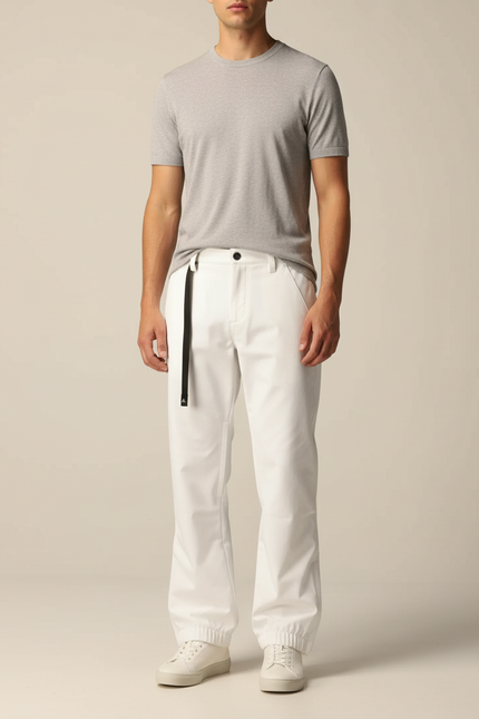 Pantalon Blanc Cargo Décontracté Homme Coton