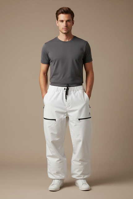 Pantalon Blanc Ski Imperméable Unisexe Neige Hiver - Polyester