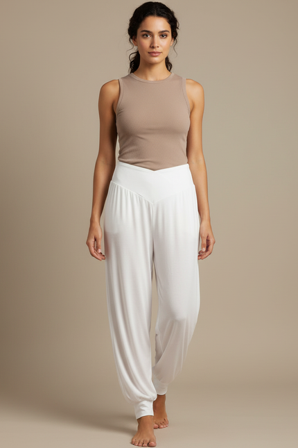 Pantalon Yoga Coton Blanc - Viscose