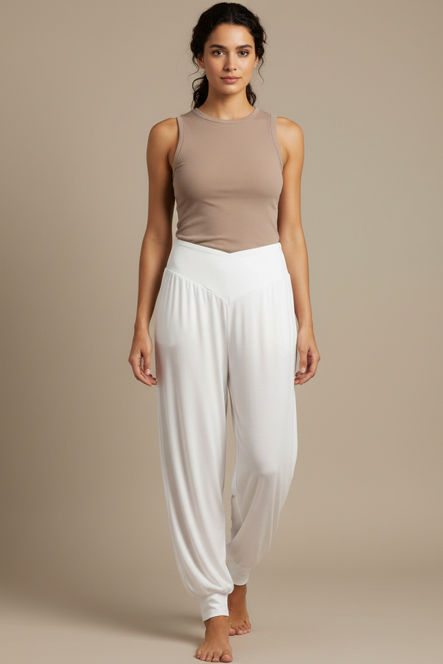 Pantalon Yoga Coton Blanc - Viscose
