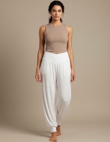 Pantalon Yoga Coton Blanc - Viscose