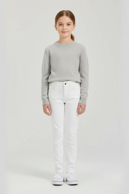 Pantalon Blanc Enfant Équestre Slim Confortable - Coton