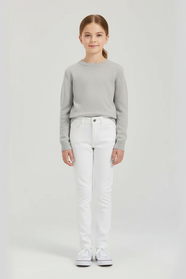 Pantalon Blanc Enfant Équestre Slim Confortable - Coton