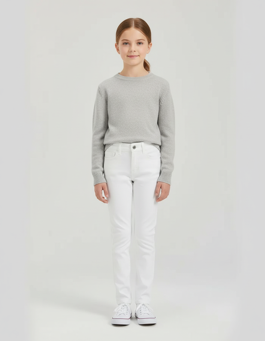 Pantalon Blanc Enfant Équestre Slim Confortable - Coton