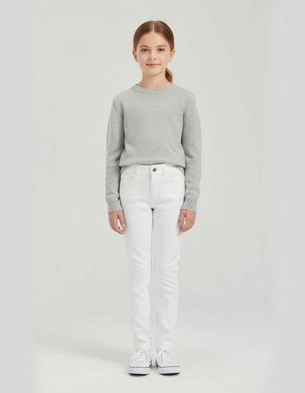 Pantalon Blanc Enfant Équestre Slim Confortable - Coton