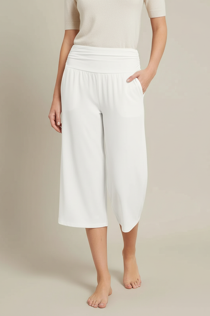 Pantalon Blanc Ample Fluide Décontracté Été - Viscose
