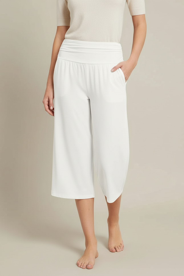 Pantalon Blanc Ample Fluide Décontracté Été - Viscose