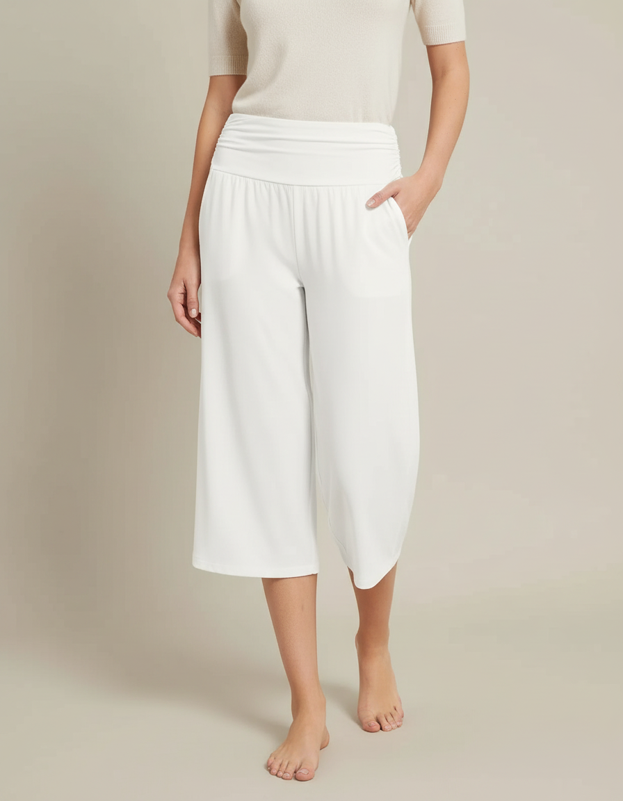 Pantalon Blanc Ample Fluide Décontracté Été - Viscose