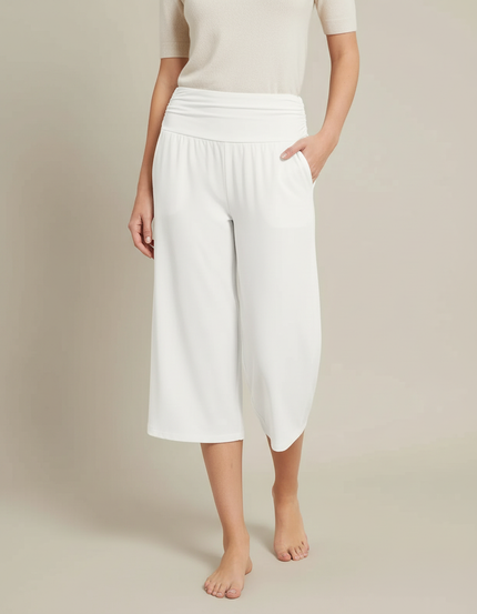 Pantalon Blanc Ample Fluide Décontracté Été - Viscose