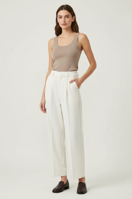 Pantalon Carotte Blanc - Gabardine