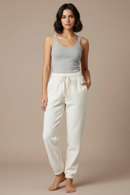 Pantalon Survetement Blanc Femme - Molleton