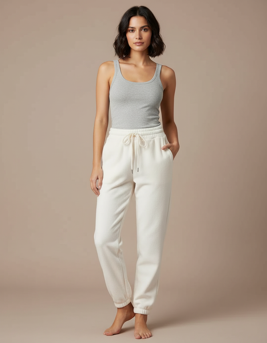 Pantalon Survetement Blanc Femme - Molleton