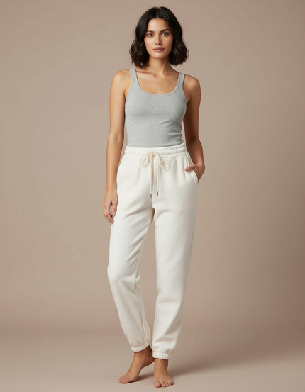 Pantalon Survetement Blanc Femme - Molleton