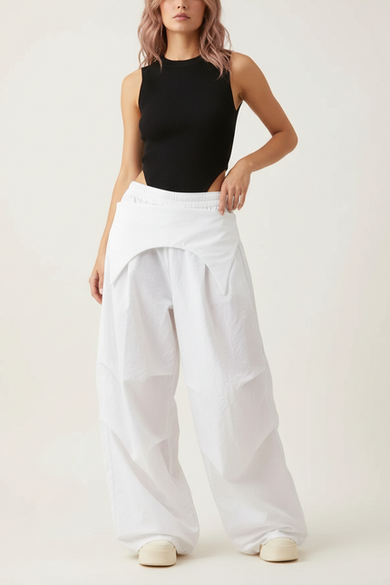 Pantalon Blanc Taille Basse Femme - Polyester