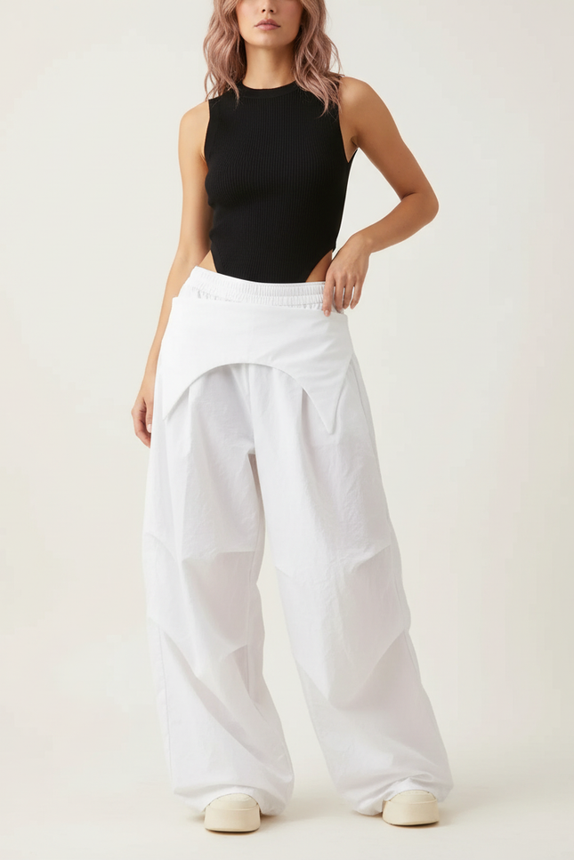 Pantalon Blanc Taille Basse Femme - Polyester