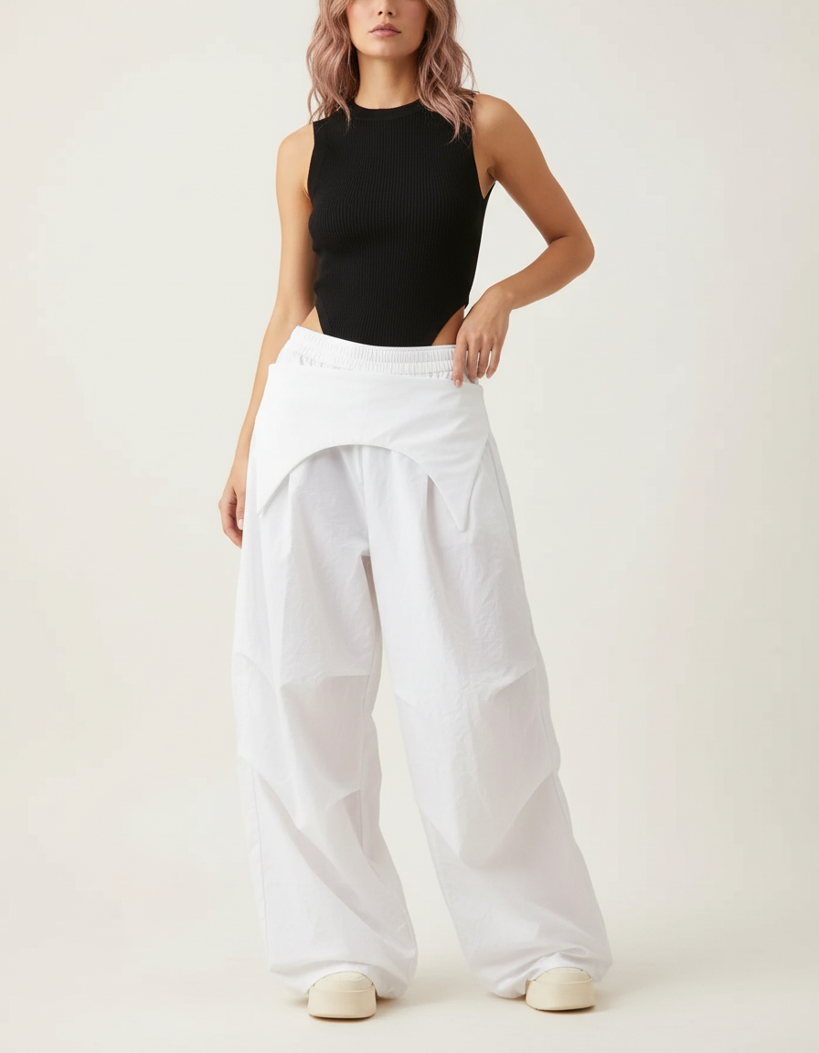 Pantalon Blanc Taille Basse Femme - Polyester