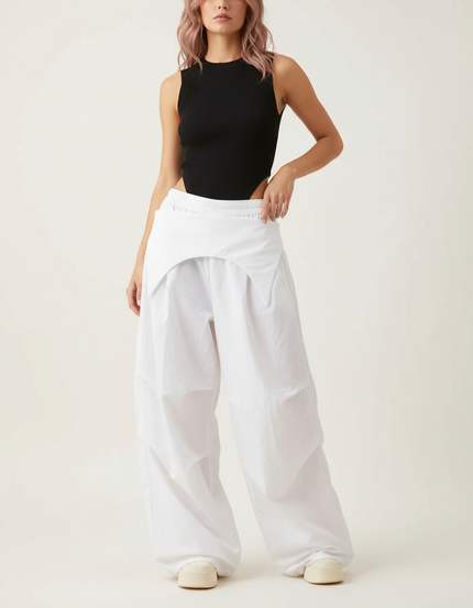 Pantalon Blanc Taille Basse Femme - Polyester