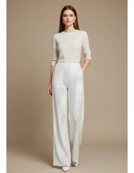 Pantalon Sequin Blanc - Polyester