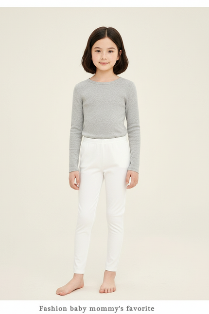 Pantalon Blanc Fille Crayon Slim Confortable - Maille