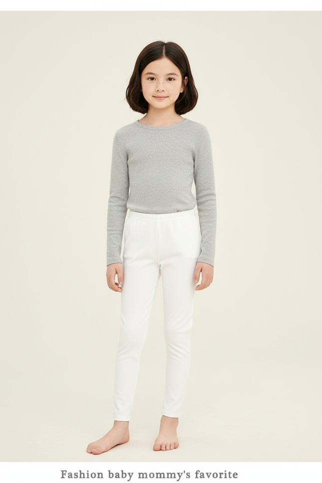 Pantalon Blanc Fille Crayon Slim Confortable - Maille