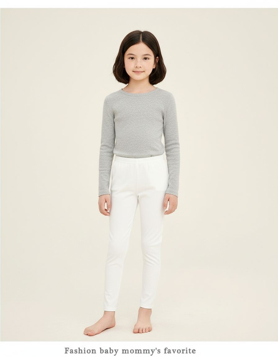 Pantalon Blanc Fille Crayon Slim Confortable - Maille