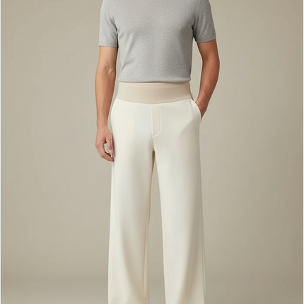 Pantalon Blanc Homme Droit Ample Décontracté Confortable - Molleton