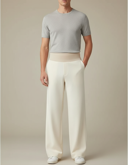 Pantalon Blanc Homme Droit Ample Décontracté Confortable - Molleton