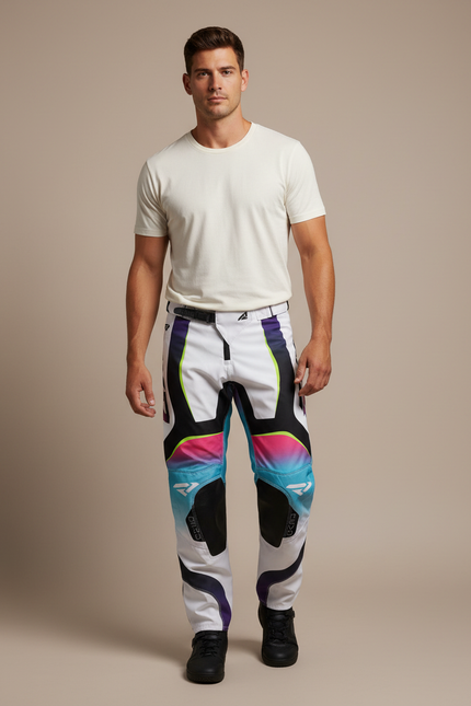 Pantalon Blanc Et Bleu - Multicolore Polyester
