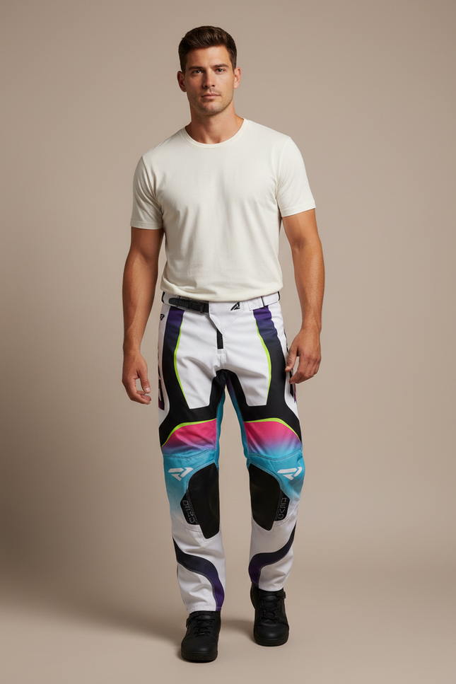 Pantalon Blanc Et Bleu - Multicolore Polyester