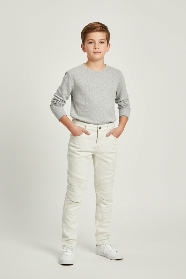 Pantalon Blanc Enfant Jean Slim Matelassé Moderne