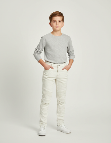 Pantalon Blanc Enfant Jean Slim Matelassé Moderne
