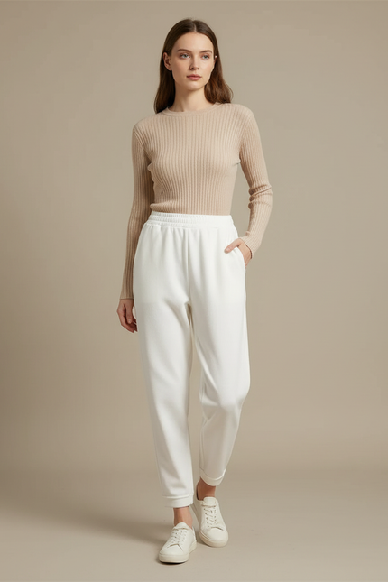 Pantalon Blanc Ample Décontracté Chaud Harem - Molleton