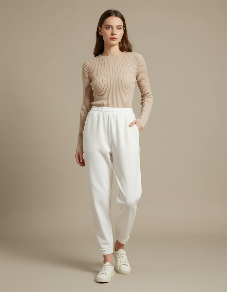 Pantalon Blanc Ample Décontracté Chaud Harem - Molleton